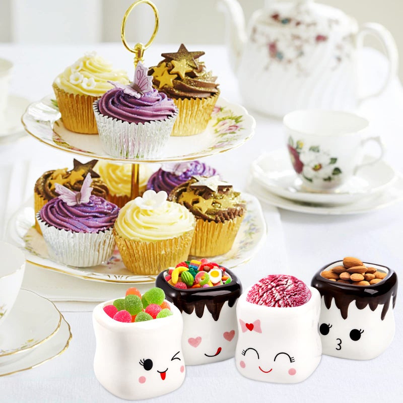 Hedume 4 Pack Ceramic Hot Chocolate Mugs, Cute Coffee Mug Set, Couple Matching Mugs, Anniversary Christmas Wedding Valentine's Day Gift - Image 4